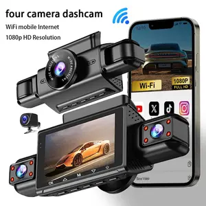 360° 4 Channel WiFi HD Dash Camera - 1080P Full HD, Night Vision, G-Sensor, 24/7 Parking Surveillance for Car Security, Driving Safety & Accident Evidence Recording