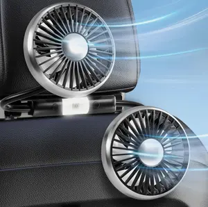 Car Fan for Backseat Kids, Dual Head USB Car Seat Fans, 360° Rotatable Strong Wind Rear Headrest CarFan for Kids , Air Circulation Fan with Adjustable Clip for Vehicles SUV RV