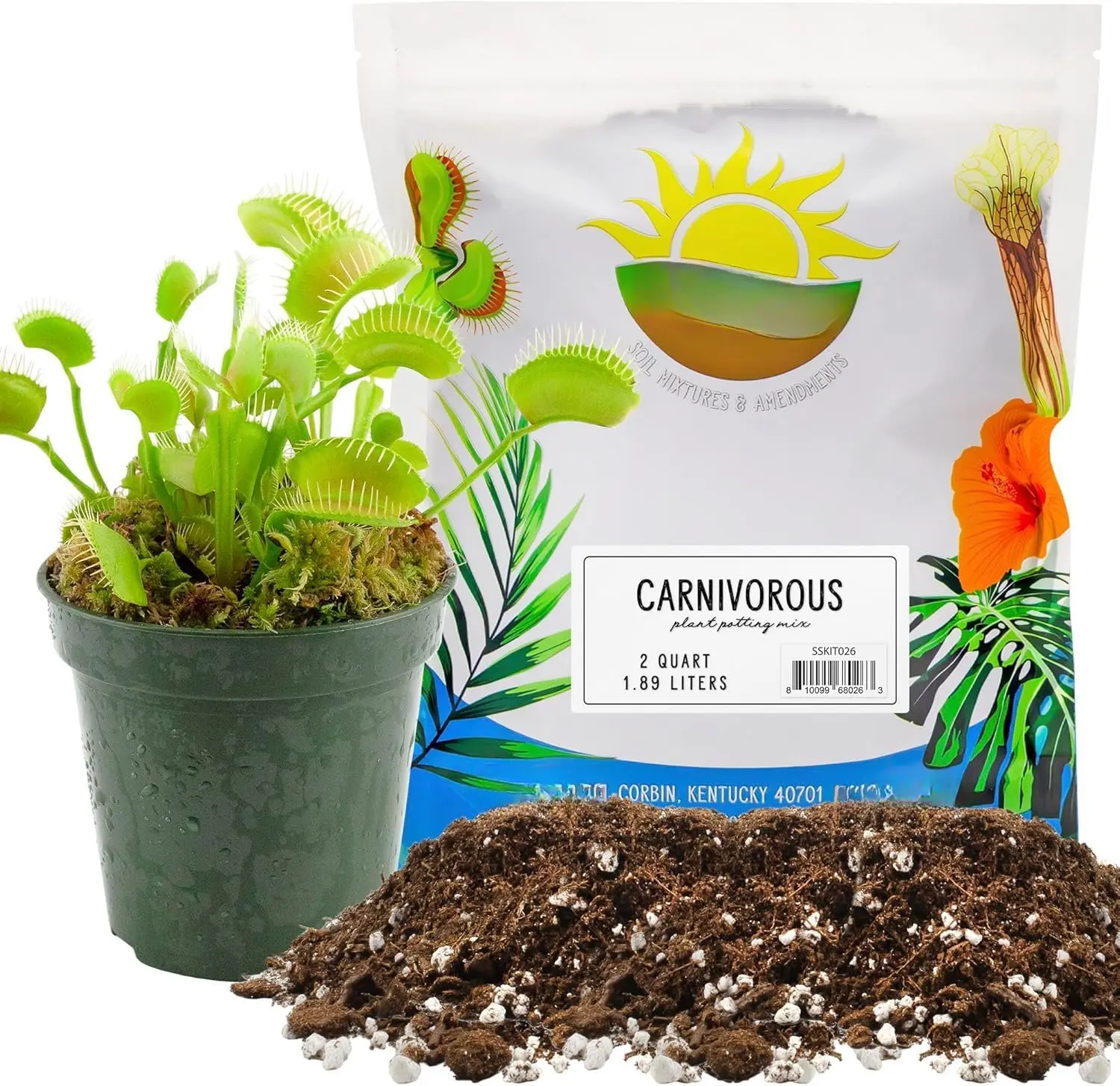 Carnivorous  Potting  Mix (2 Quarts), Ideal Additive for Venus Fly , Sundews, and Pitcher