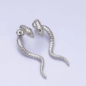 Snake Serpent Earrings: Silver