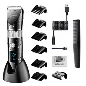 Professional Hair Clipper with Guide Combs Set, 1 Set USB Rechargeable Smart Digital LCD Display Hair Trimmer, Hair Cutting Kit for Men
