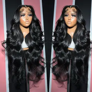 Bling Hair 13x6 Body Wave Lace Front Wigs Human Hair 180 Density HD Transparent Lace Frontal Wigs Human Hair Elastic Drawstring Glueless Wigs Human Hair Wig For Black Women