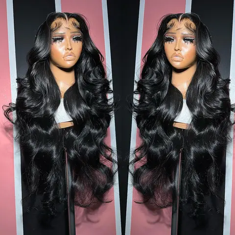 Bling Hair 13x6 Body Wave Lace Front Wigs Human Hair 180 Density HD Transparent Lace Frontal Wigs Human Hair Elastic Drawstring Glueless Wigs Human Hair Wig For Black Women