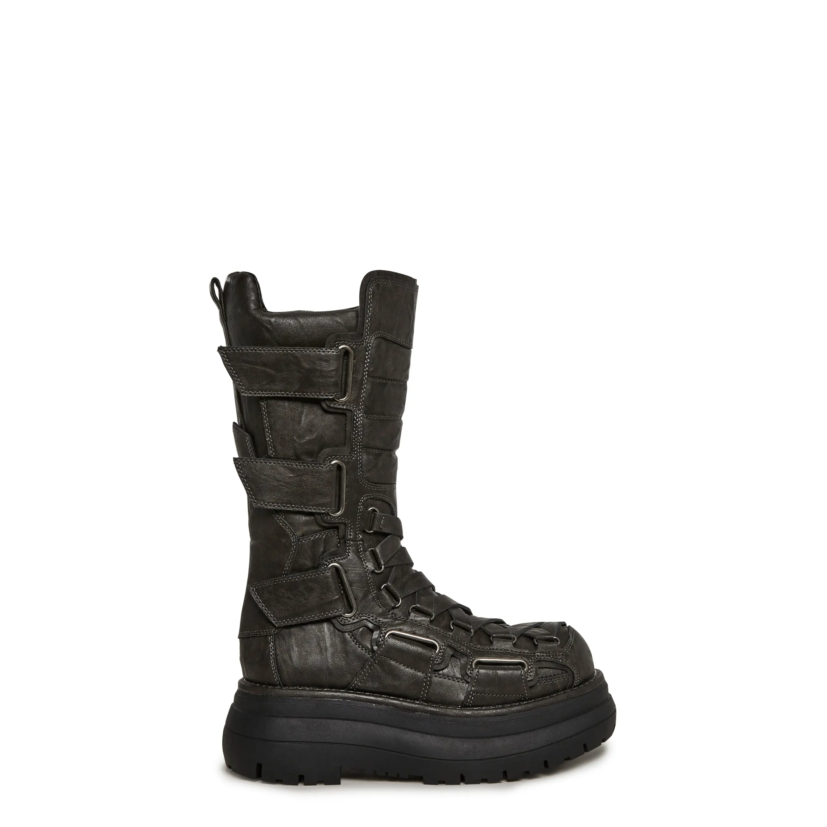 Motorcrossed Platform Boots - Gray