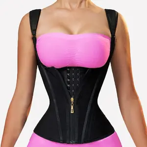Women's Colombian Faja Waist Trainer Vest Tummy Control Body Shaper with Adjustable Straps Zipper Hook Closure Compression Hourglass Waist Cincher for Daily Wear Comfortable Solid Shapewear Top