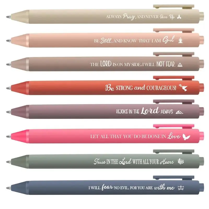 Inspiring Bible Quotes Ballpoint Pens, Medium Tip, Smooth Writing, Retractable, Durable Plastic, Reliability, Round Body, Office School Gift, Religious Present