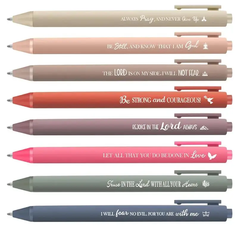 Inspirational Bible Quotes Ballpoint Pen, 8/16/24/40pcs set Retractable Writing Pen, Durable Plastic Pen for Office, School, Suitable As A Religious G