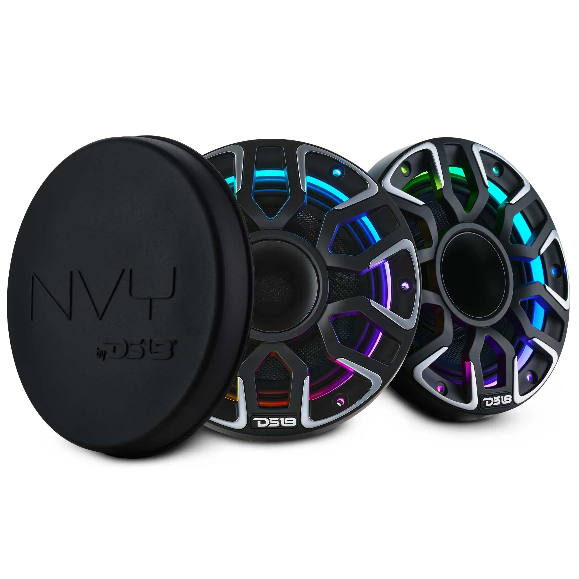 DS18 NVY-M6DC/BK 6.5” Marine-Grade Hybrid Coaxial Car Audio Speaker System with Kevlar Cone, Compression Driver, Neodymium Magnet, Woofer - 200W RMS, 4-Ohm, 400W Max, 50Hz-20kHz, Midrange Tweeters, 80Hz Crossover, Uv Protection, Car Audio Installation