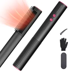 Auraviva Hair Straightener Brush, Fast Heating in 20s, Straighting and Curling, 5 Temperature Setting, vintage hair brush