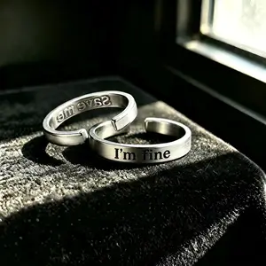 "I'm fine, save me" Engraved Ring for Men and Women Daily Wear Gift.