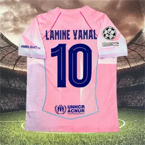 2526 FCB pink Yamal 10 Short Sleeve Soccer Jersey
