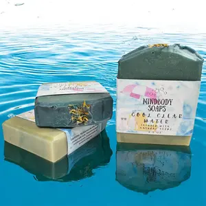Cool Clear Water Scent Handcraft Artisan Soap Bar Infused with Natural Herbs ~ Colloidal Oatmeal ~ Hibiscus Powder ~ Aloe Vera ~ Cold Process Soap