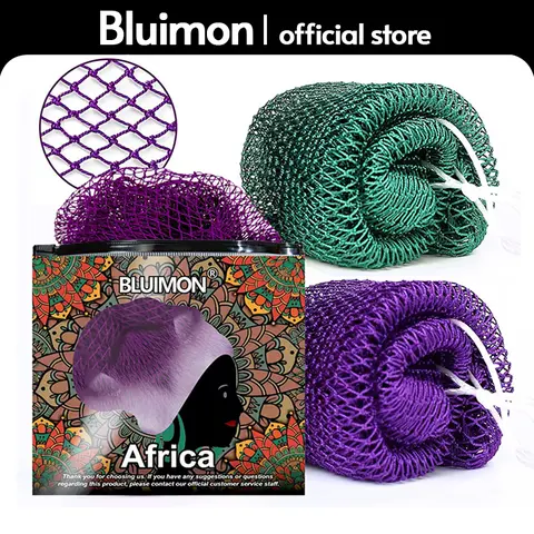 Bluimon African Exfoliating Net - Ethically Sourced from Nigeria, Adjustable Foldable Exfoliating Mesh Sponge for Normal Skin, Quick-Dry Mesh Self Care Product, Hygienic Bath & Body Care Bathing Accessory for Radiant Skin