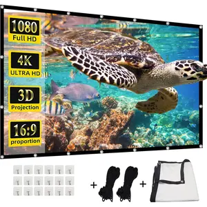 Projector Screen, 4K 16:9  Rear Front Projector Screens Foldable Projection Screen Double-Sided Portable Outdoor Indoor Projectors Screen for Movie  Theater (200 inches)