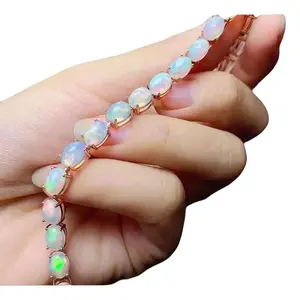 Sterling Silver Fire Opal Bracelet 19cm Natural Australian Fire Opal Adjustable Length Customizable 925 with Gift Box and Certificate of Authenticity