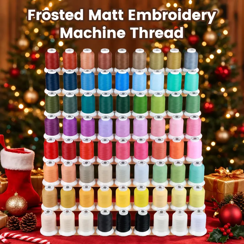 New Brothread 100% Frosted Matte Polyester Sewing Thread - 52-72 Spools, 40WT, 500M(550Y) Each, Lint-Free Stitch, Luxe Look, Fade-Resistant, Long Filament, Machine-Sewing Compatible, Embroidery Ready, Color Chart