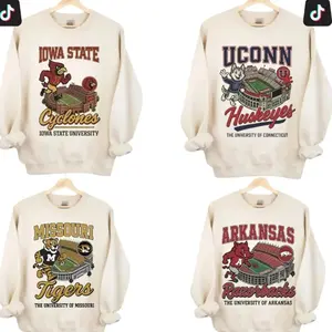 Vintage College Football Sweatshirt, Retro Stadium Graphic Tee, Game Day Sports Fan Shirt, Unisex Campus Style Cotton Top