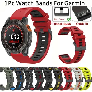 Silicone Watch Strap 26mm 22mm Band For QuickFit Release Garmin Fenix 8 7X 7 7S 6X 6 Pro 5 5X 965 955 945 Epix 2 HR Descent MK 2 Smart Watch Strap