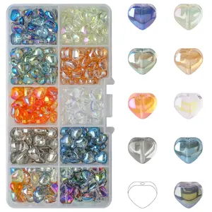1 Box 10 Grid Heart-Shaped Glass Stringing Beads Jewelry Making Supplies DIY Jewelry Accessories Bracelets Necklaces Accessories