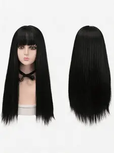 30 Inch Long Straight Wigs for Women, Gorgeous Fluffy Wigs with Bangs, Synthetic Full Machine Wigs for Party, Daily Use, Fashion Wig