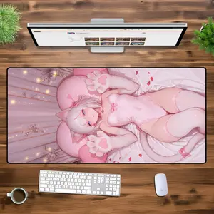 [Sale off up to 65%][Free Ship] Cute Neko Girl XXL Desk Mat - Large Gaming Mouse Pad, Kawaii Catgirl Anime Art, Oversized Extended Mousepad for PC, Laptop Office Desk Setup