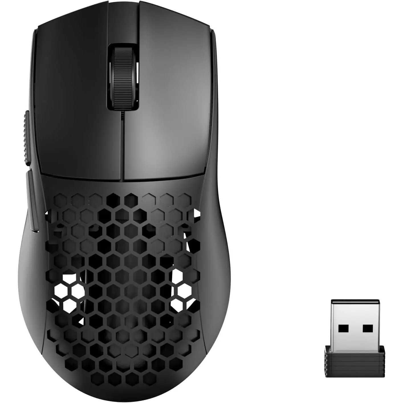 F-MUW10 M725 Honeycomb Shell Ultra-Light Lightweight 49g Gaming Mouse, Wireless Tri-Mode BT5.1-2.4GHz-Type-C Wired, 8000 DPI Macro Programmable with 2 Side Buttons, for PC-Laptops Work, Black, Lightweight And Honeycomb Shell
