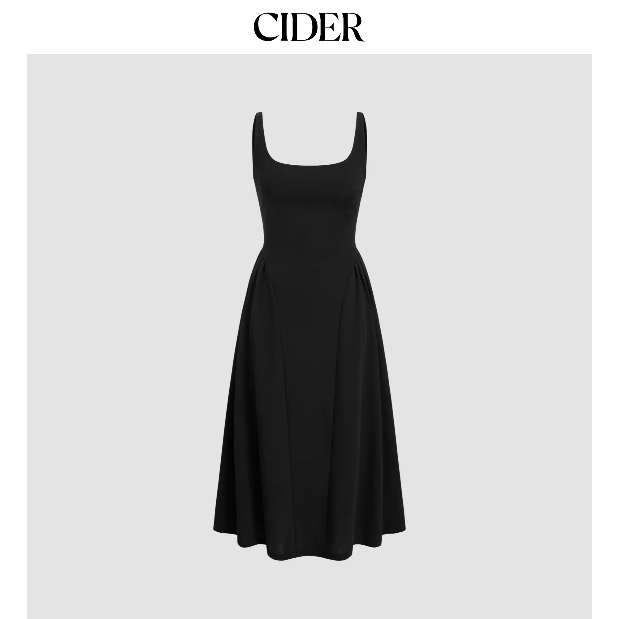 Cider Women's Casual Woven Square Neck Solid Midi Dress, 10 Colors, Size 0-26, Casual Wear