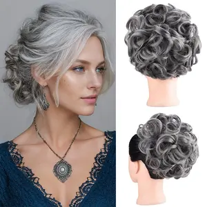 Messy Hair Bun Extensions Messy Texture Curly Heat Resistant Synthetic Hair Buns Chignon Claw Clip Hair Piece Hair Bun For Women All Haircut Types Wavy Hairpieces