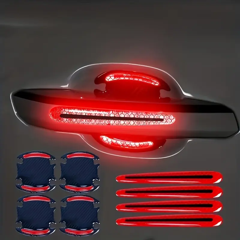 8Pcs Car Door Bowl Stickers, Anti-scratch Door Handle Warning Reflective Stickers, Door Handle Stickers, Paint Scratches Soft Rubber Protective Film paint scratch film creative decorative