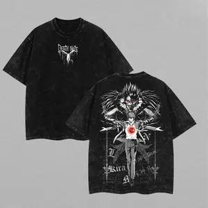 Ryuk & Light Yagami (Kira) Washed Tee – Death Note Anime Streetwear Vintage T-Shirt