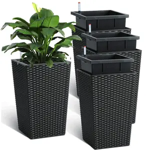 16 Inch Tall Rattan Planter Set of 4