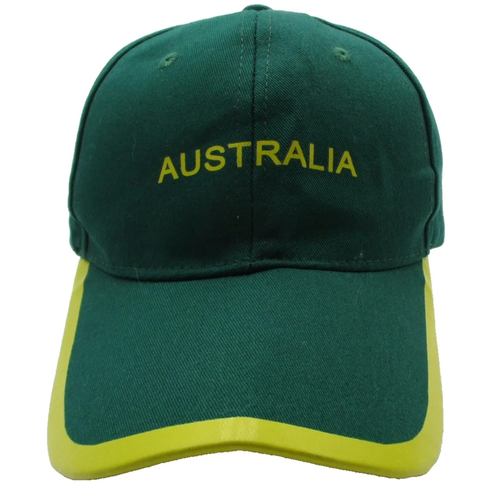 Australia Hat Cap Strap Back Mens One Size Green Yellow Kangaroo Emu Souvenir