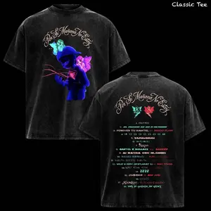 Omar Courtz Por Si Mañana No Estoy Washed Tee Vintage Acid Wash Oversized T Shirt, Latin Trap Reggaeton Album Tracklist Graphic, Fairy Aesthetic Neon Artwork Back Print, Y2K Streetwear Heavyweight Cotton Unisex Top, Music Fans Merch 0QF