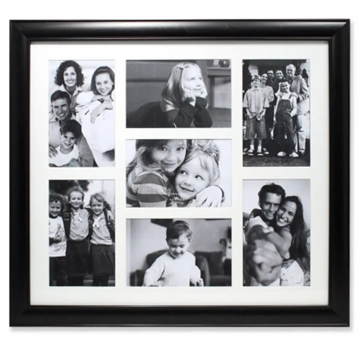 212 MAIN 7-Opening Collage Picture Frame, Black Matted Gallery Style with Domed Finish and Glass, Holds 7 4x6 Photos, Decorative Hanging Wall Decoration for Baby's Nursery, Collage Picture Frames, Domed Glass, 4X6 In, Comes With Hangers, Holds Seven 4X6 P