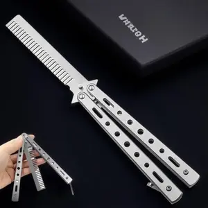 Foldable Stainless Steel Hair Cutting Comb, Anti-Static Anti-Slip Design, Portable Travel Folding Brush, Professional Barber Tool Set, Compact Storage, Hair Styling Comb, Salon Styling Brush