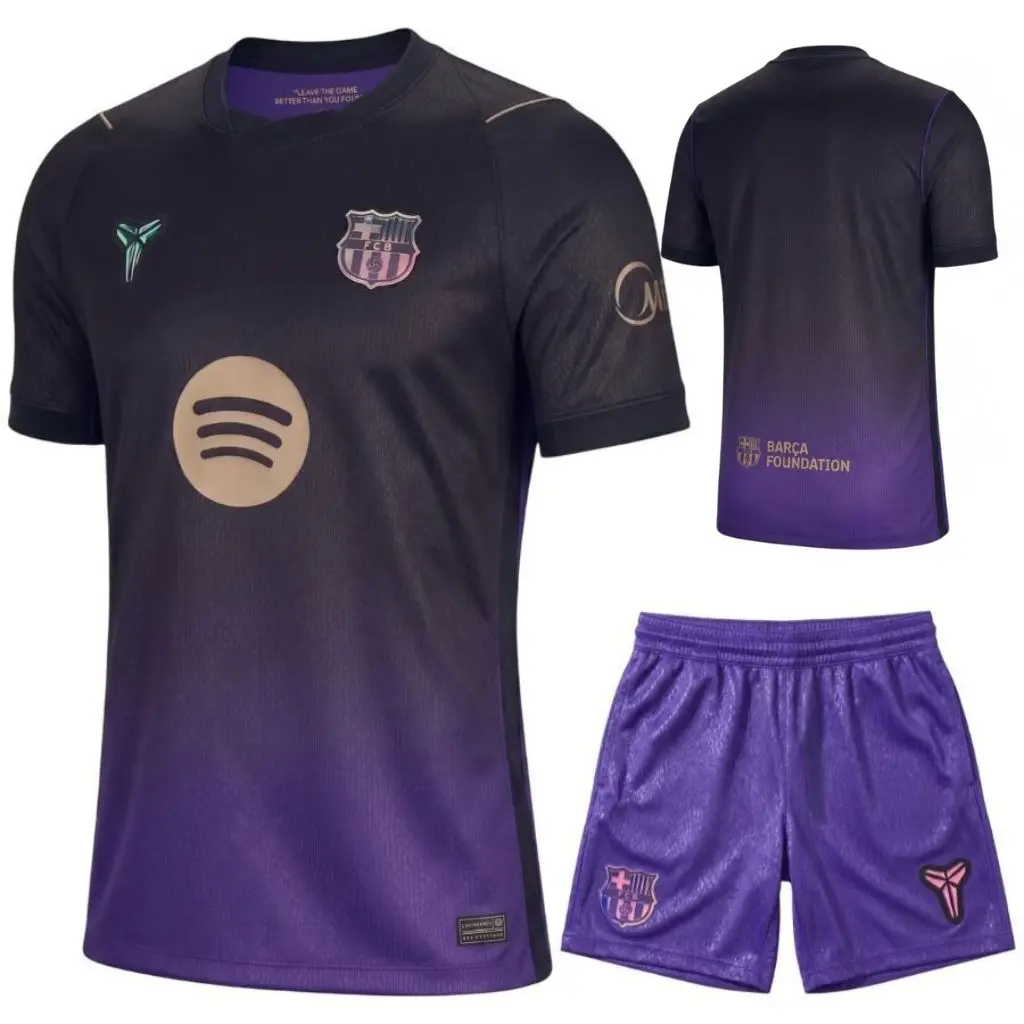 Barcelona 2026-2027 Away Jersey – Men's Stadium Soccer Shirt, Black & Purple Football Fan Jersey, Breathable Match Day Kit
