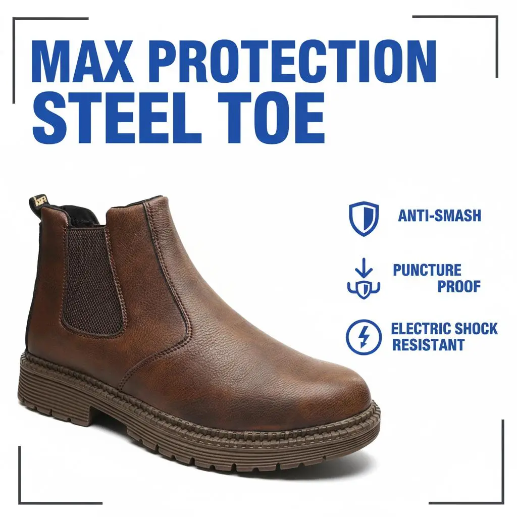 Dependable Splash-proof Smash-proof Puncture-proof Breathable Safety Shoes Unisex Chef Work Shoe Waterproof Anti-slip Durable Outdoor Comfortable for Welding Fabrication and Metalworking Shop Floors Men Women Heat Resistance