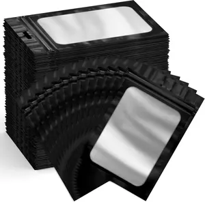 300 Pack Smell Proof Resealable Bags for  Storage,Mylar Clear Bags 4x6 Black Packaging Bag- Edibles,Odorless Scent Proof Bag for Cookies, Zip Foil Pouch for Small Business