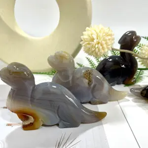 IG Crystal 2 Counts Geode Agate Dinosaur Crystal Healing Crystal Home Decoration