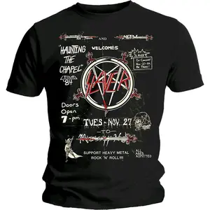 Slayer Official Men's T-Shirt Haunting The Chapel Tour '84 Graphic Tee Crewneck Top Streetwear Casual Biker Tee