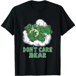 25  Short Sleeve Funny Bear Smoking Weed Cannabis Marijuana 4:20 Stoner Gift T-Shirt for Men Women Streetwear Casual