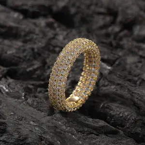 [ICE HUE]18K Gold Vacuum Plated Copper with 5A+ Sri Lanka Zircon Full diamond Ring Miami Italy Mexico & Micro Inspired for Women & Men Luxury Jewelry,Daily Wear,Casual Fashion,Gift Idea,,Classic,Hip Hop,Simple,Sporty Style
