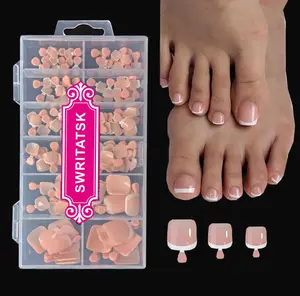 Toe Nail Tips,French Press On Toenails For Women,120Pcs Press On Nails,Square Toe Nail Press Ons Toe Nails,12 Size French Nude Wearable Full Cover Fake Toenails,False Nails Gel Toe Nails