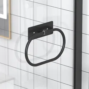 Wall Mounted Towel Rack with Shelf, Oval Bathroom Towel Ring No Drilling Required, Ideal for Bathrooms & Showers, Bathroom Organization, Essential Bathroom Accessory, Bathroom Organizer