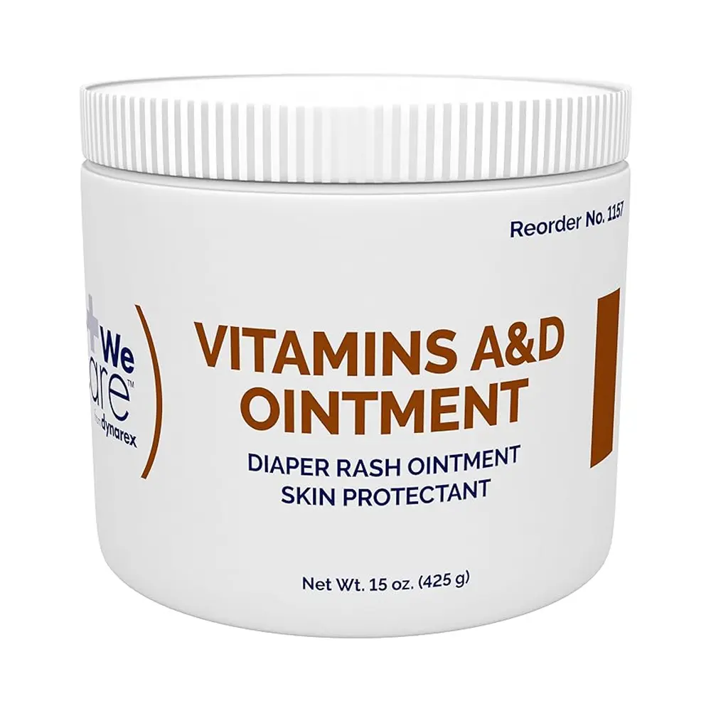 Dynarex Vitamins A & D Ointment - Gentle Daily Body Care Moisturizer, Protective & Soothing Barrier Repair for Dry, Sensitive Skin & Chafing, 15 oz Jar, Universal