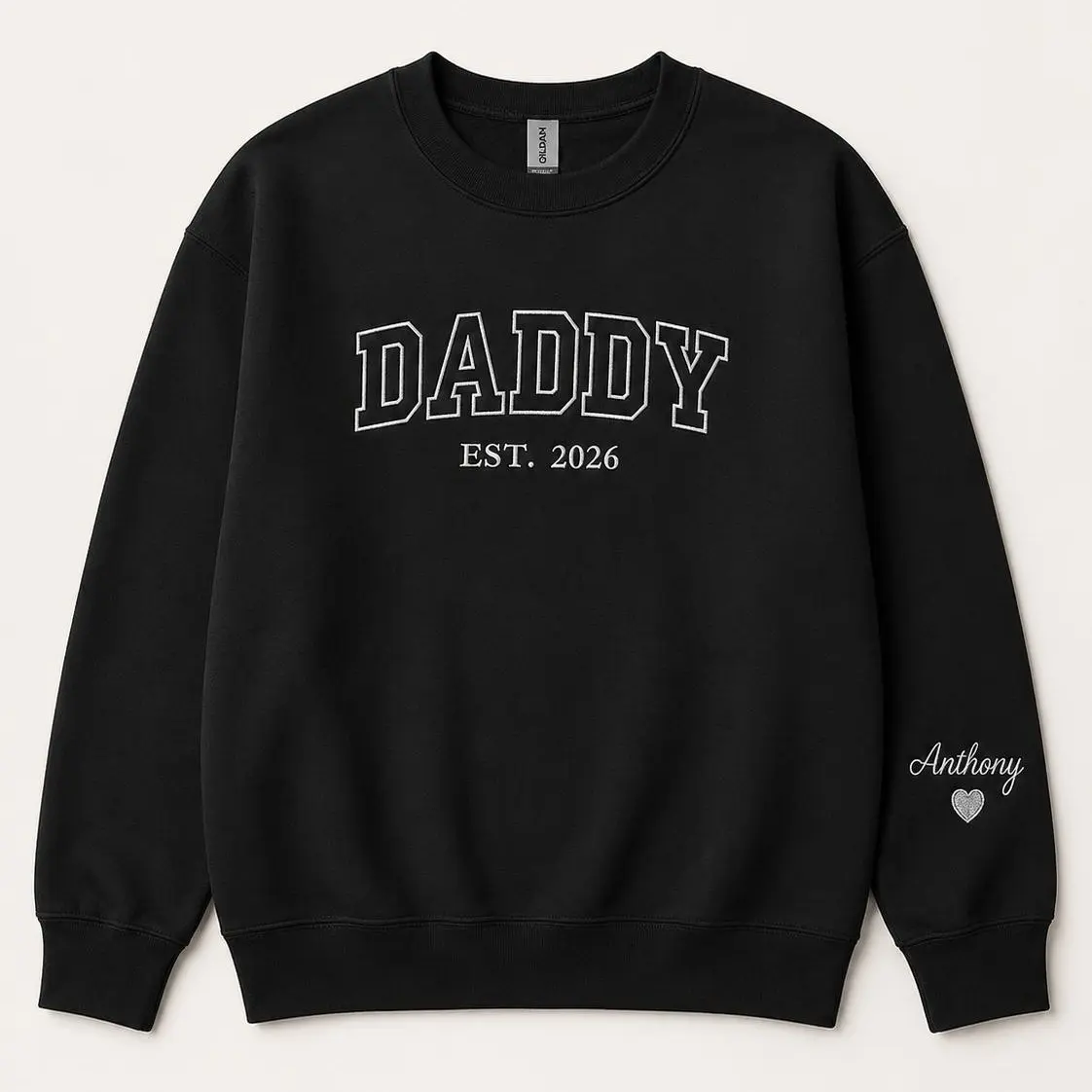Custom Daddy Varsity EST 2026 Embroidered Sweatshirt, Personalized Father's Day Crewneck Sweatshirt, Cozy New Dad Sweater, Gift for Dad,Grandpa,Him