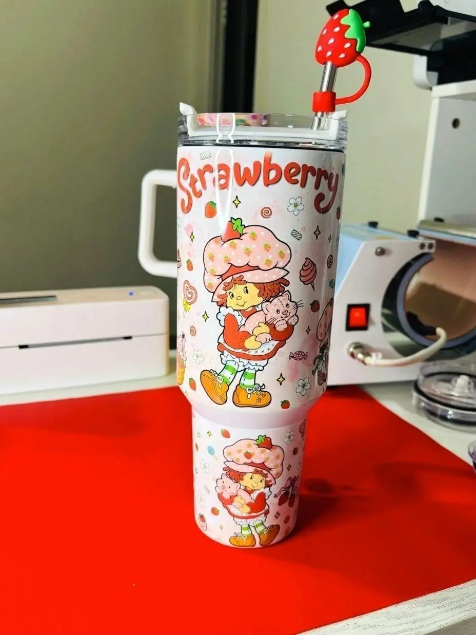 Pink strawberry w/ snacks 40oz tumbler