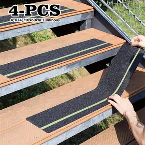 Glow-In-The-Dark Anti-Slip Stair Treads, High Traction Non-Slip Grip Tape, 4"x24" with Edges, Self-Adhesive for Indoor/outdoor Use