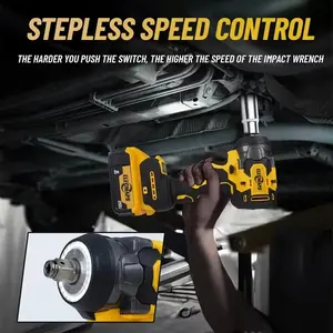 For DeWitt 20V batteries, cordless 450Nm/330ft lbs electric shock wrench with brushless motor, compatible with 20V batteries.Suitable for heavy machinery, auto/home repairs.