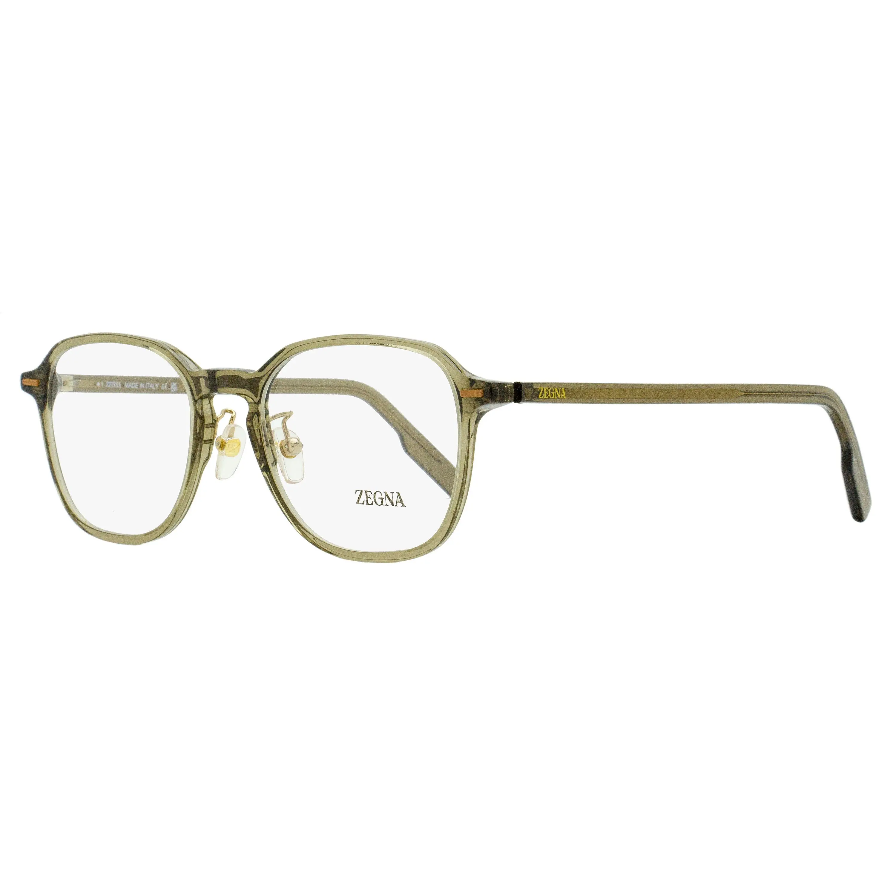 Zegna Modern Square Acetate Eyeglasses Frames EZ5255-H 051 Mastic, Keyhole, Stud Detail, Geometric Face Men's Frames, 52mm, Adjustable Nose Pads, Contemporary Design, Eyewear, Full Rim, Male, Mastic 52Mm, Modern Tastes, Statement Frame Glasses